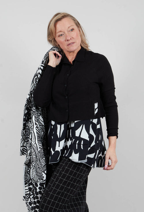 Cotton Knit Short Cardigan in Black - 3337112