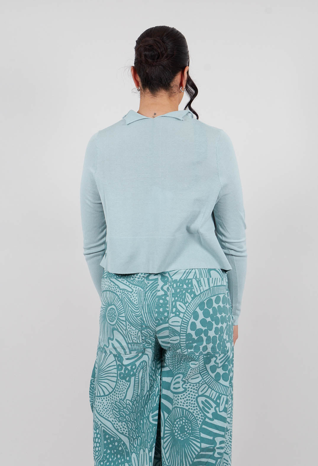 Cotton Knit Short Cardigan in Mint - 3337112