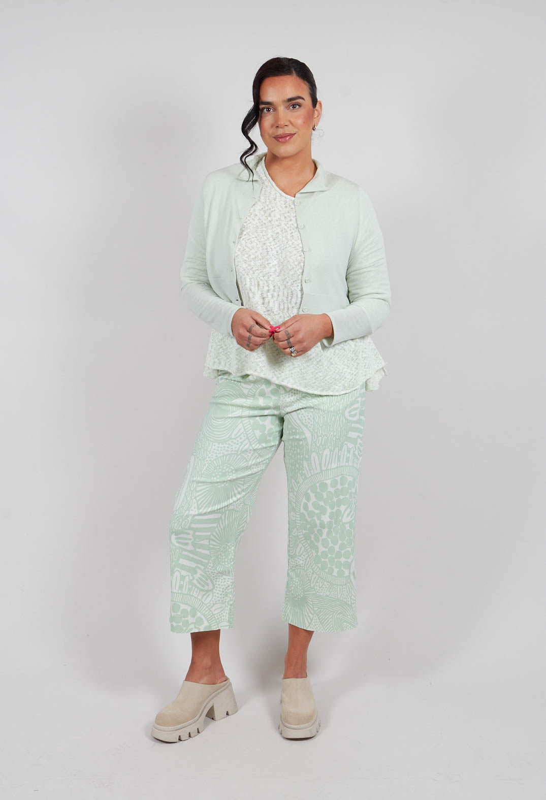 Cotton Knit Short Cardigan in Lime - 3337112