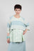 Cotton Knit Cropped Jumper in Lime Mint Stripe - 3330703