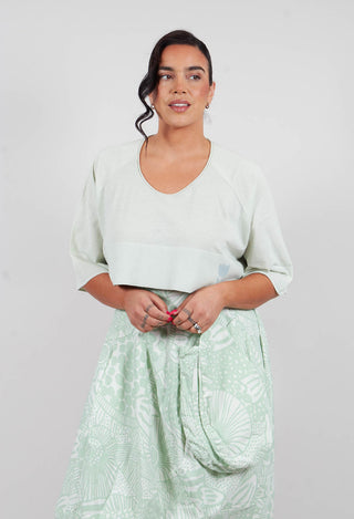 Cotton Knit Cropped Jumper in Lime - 3330713