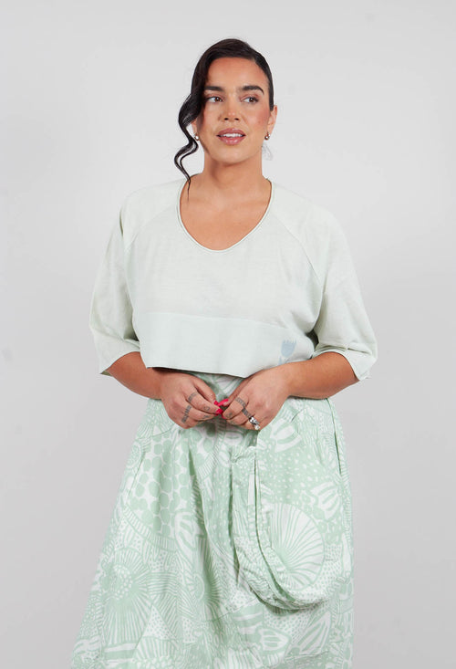 Cotton Knit Cropped Jumper in Lime - 3330713