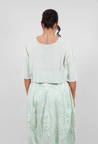 Cotton Knit Cropped Jumper in Lime - 3330713