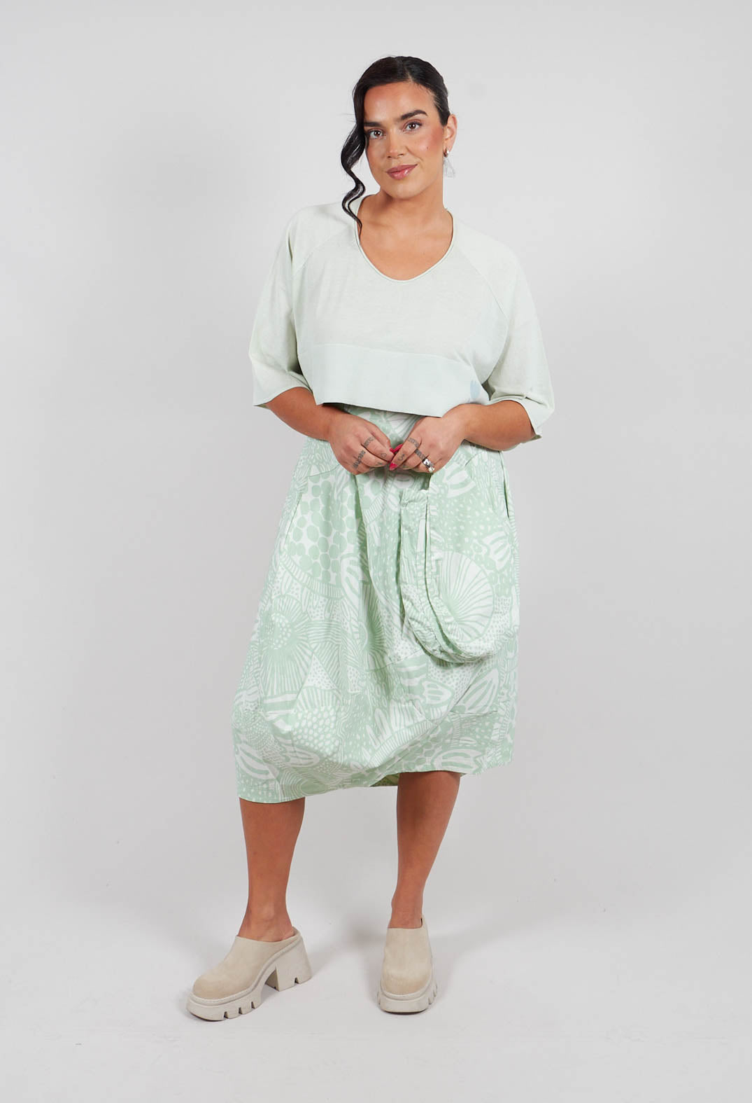 Cotton Knit Cropped Jumper in Lime - 3330713