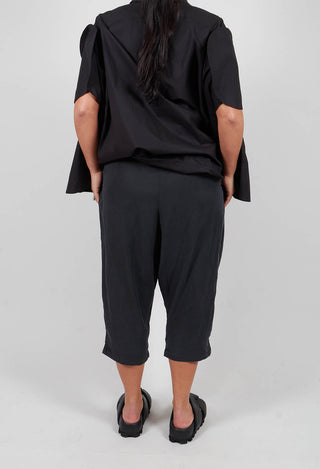 Draped Drop Crotch Trousers in Black - 3350108