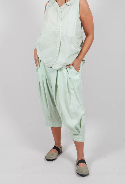 Draped Drop Crotch Trousers in Lime - 3350108