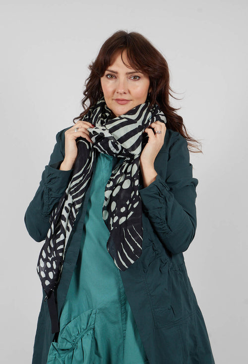 Lightweight Scarf in Black Mint Lime Print - 3361402