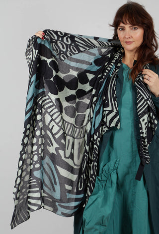 Lightweight Scarf in Black Mint Lime Print - 3361402