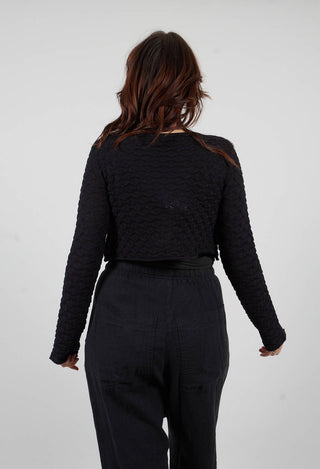 Cropped Textured Jumper in Black - 3380701