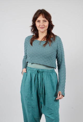 Cropped Textured Jumper in Grass - 3380701