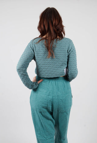 Cropped Textured Jumper in Grass - 3380701