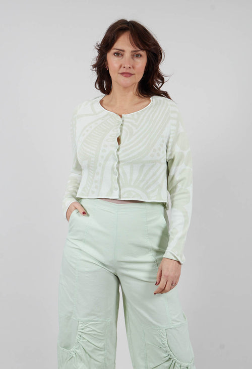 Button Up Cardigan in Mint Jacquard - 3417103