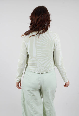 Button Up Cardigan in Mint Jacquard - 3417103