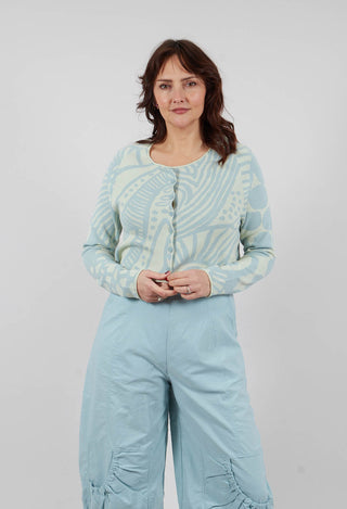 Button Up Cardigan in Lime Jacquard - 3417103