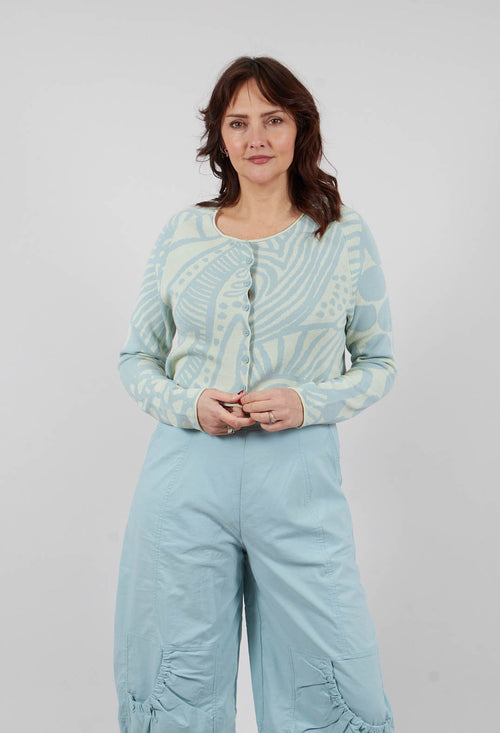 Button Up Cardigan in Lime Jacquard - 3417103