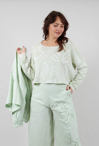 Cropped Jumper in Lime Jacquard - 3410707