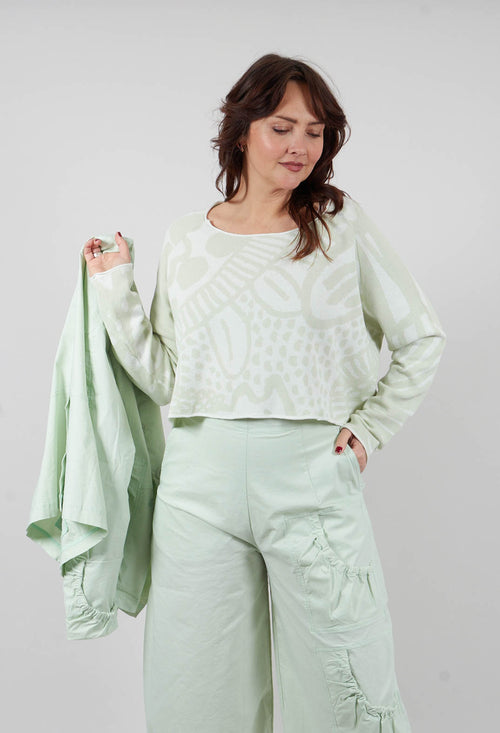 Cropped Jumper in Lime Jacquard - 3410707
