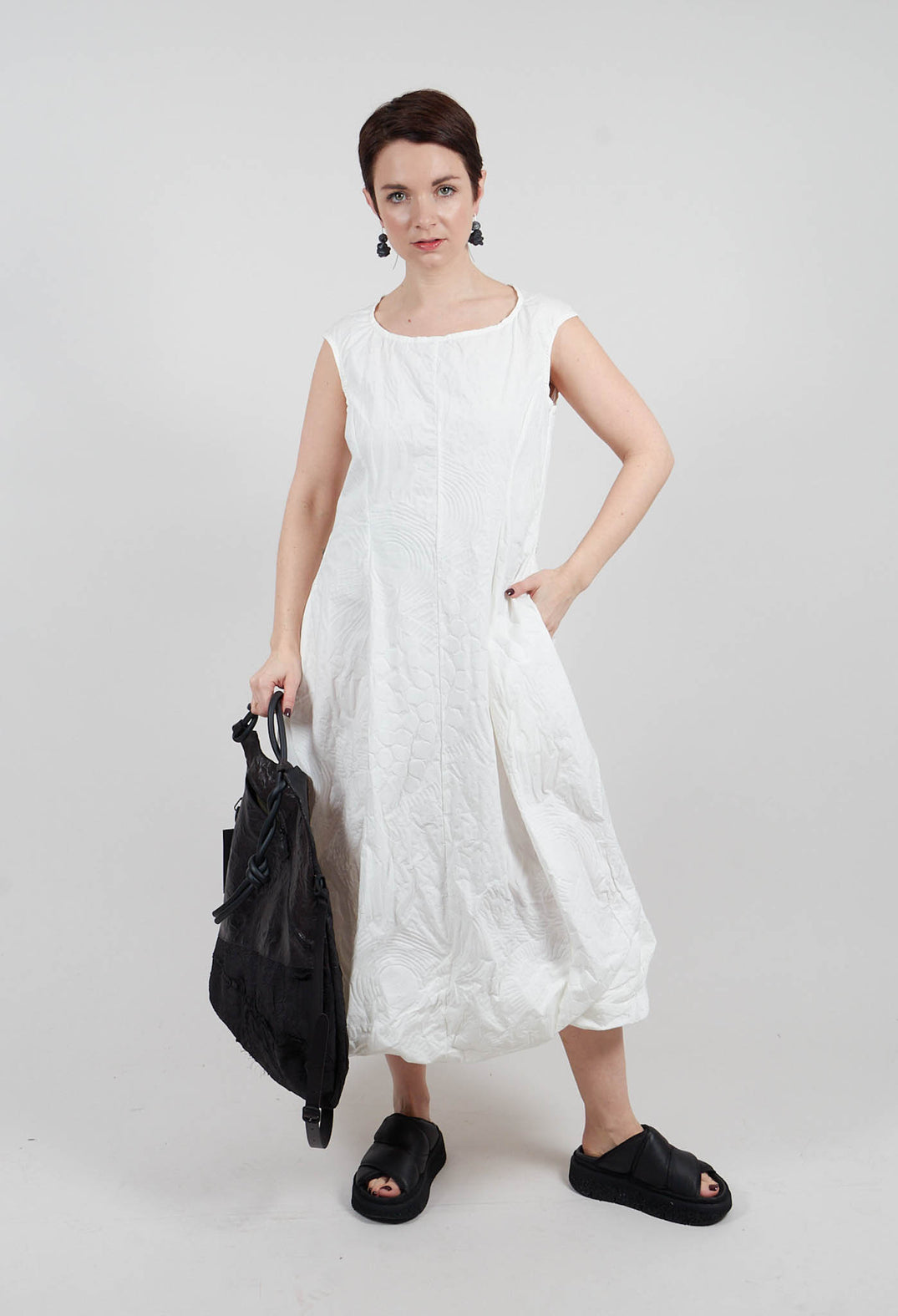 Tulip Dress in Off White Poplin Print - 3420902