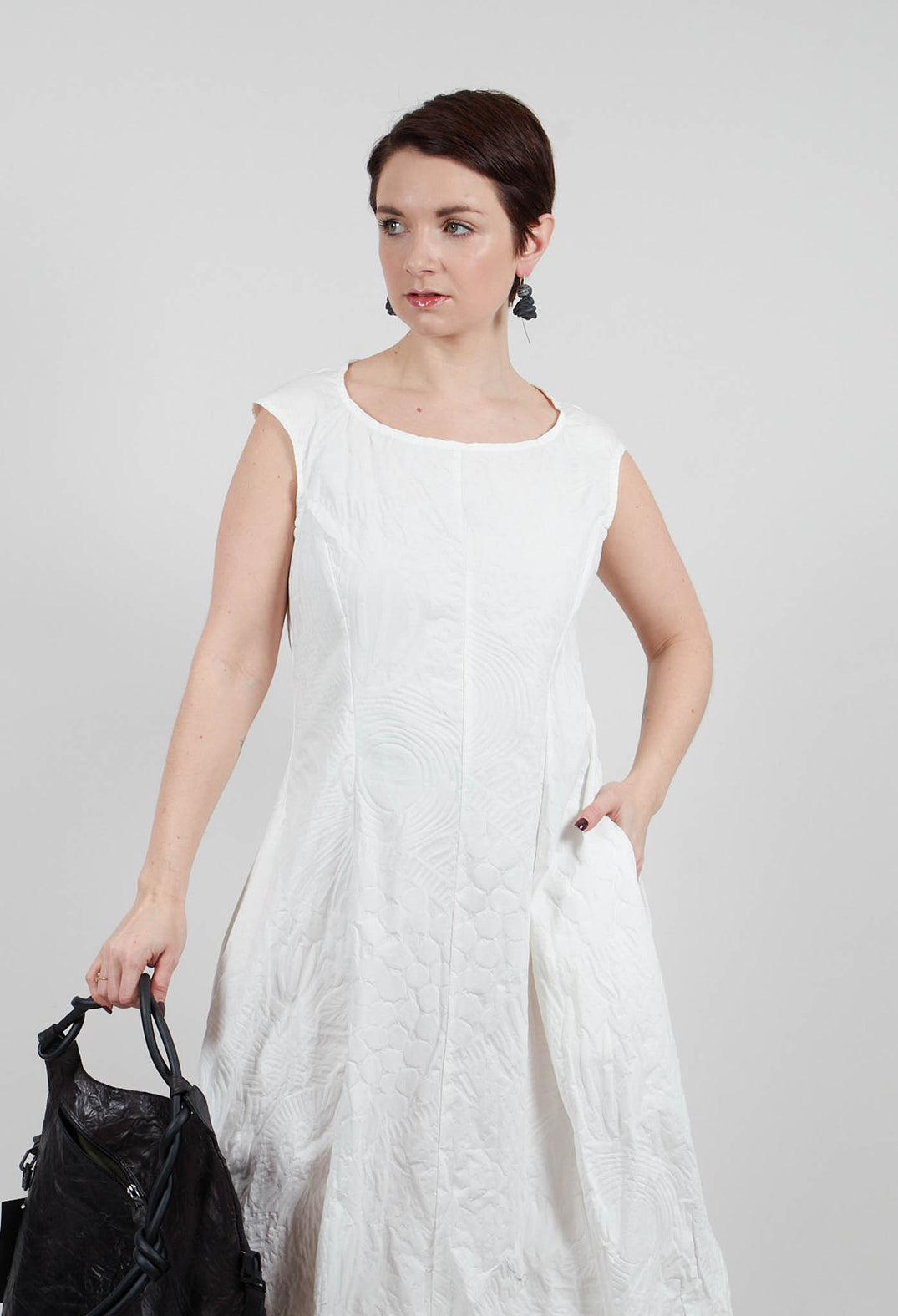 Tulip Dress in Off White Poplin Print - 3420902