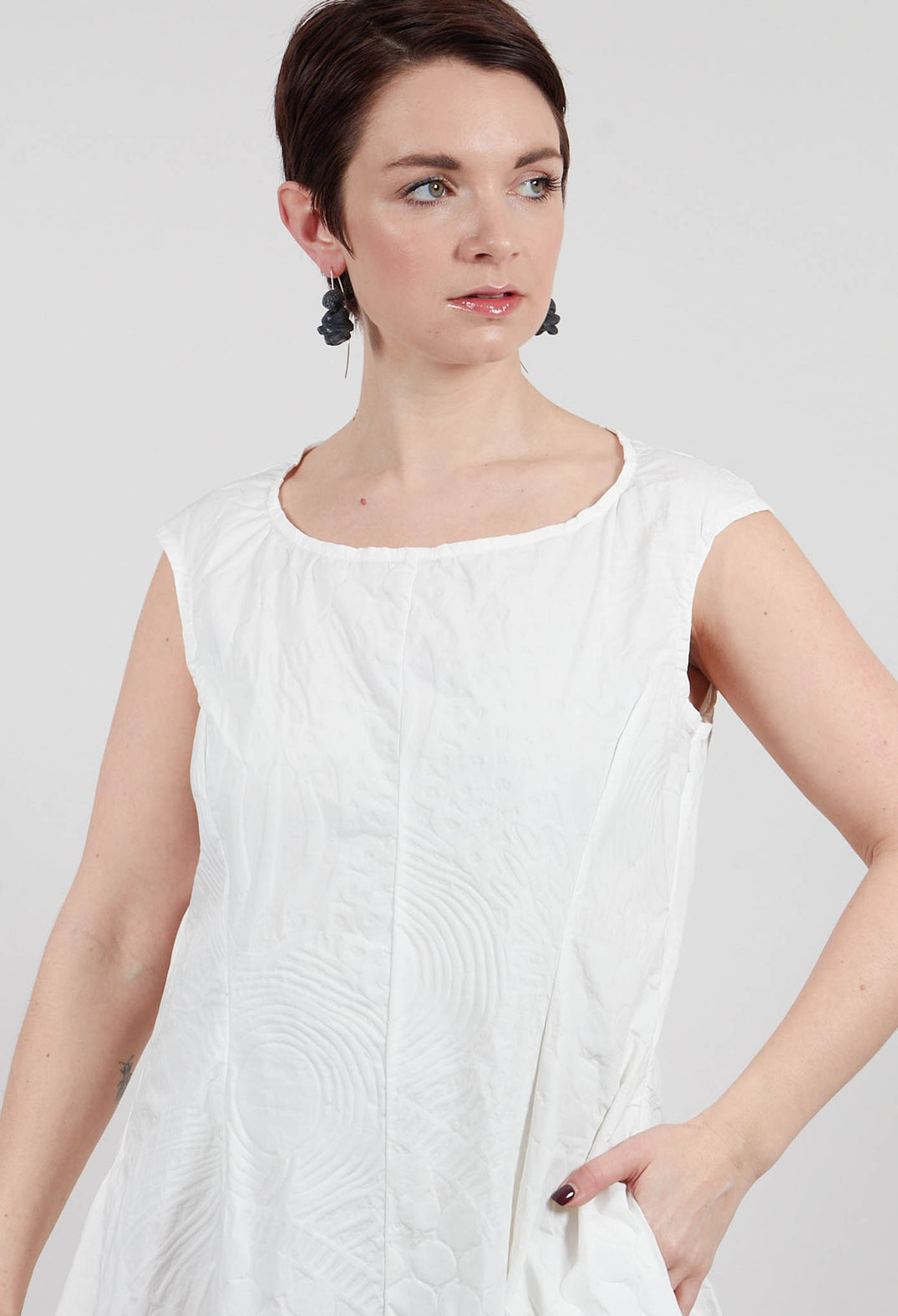 Tulip Dress in Off White Poplin Print - 3420902