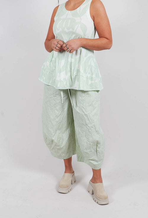 Balloon Leg Trousers in Lime Poplin Print - 3420104