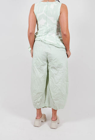 Balloon Leg Trousers in Lime Poplin Print - 3420104