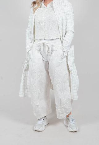 Balloon Leg Trousers in Off White Poplin Print - 3420104