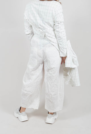 Balloon Leg Trousers in Off White Poplin Print - 3420104