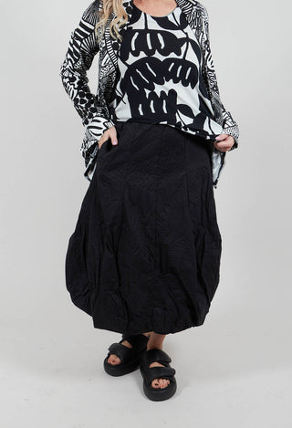 Tulip Skirt in Black Poplin Print - 3420307