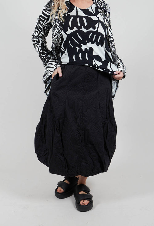 Tulip Skirt in Black Poplin Print - 3420307