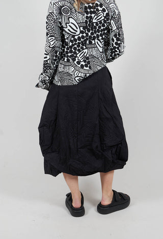 Tulip Skirt in Black Poplin Print - 3420307