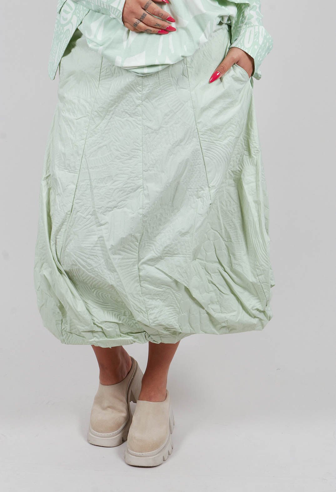 Tulip Skirt in Lime Poplin Print - 3420307