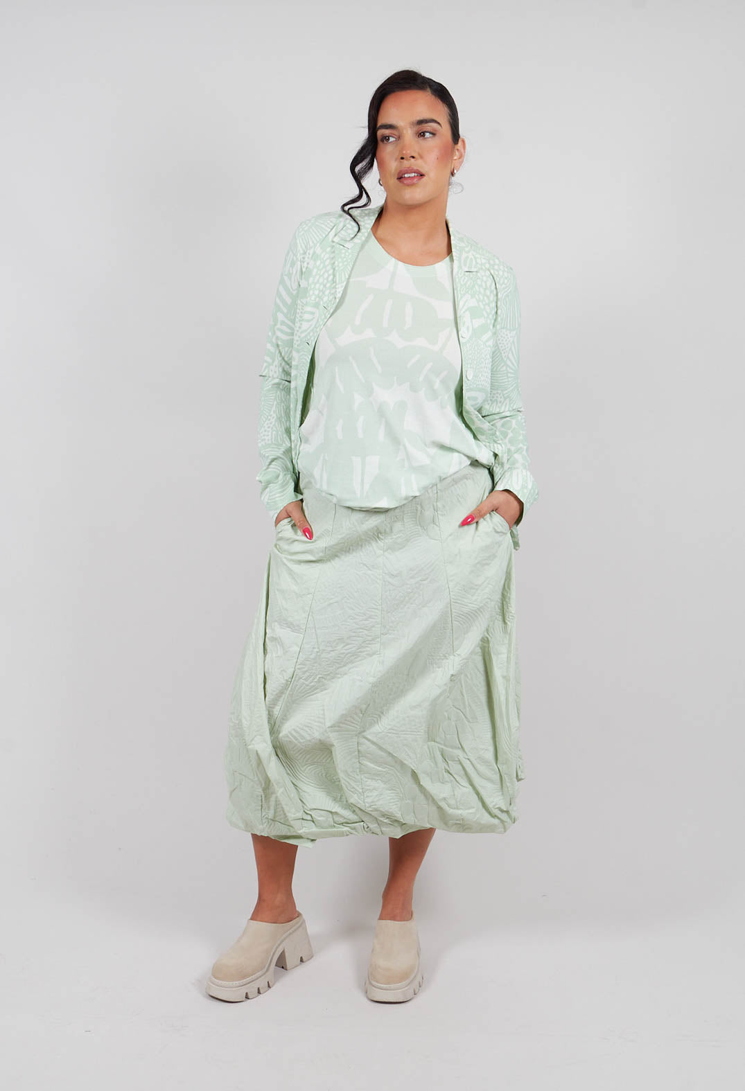 Tulip Skirt in Lime Poplin Print - 3420307