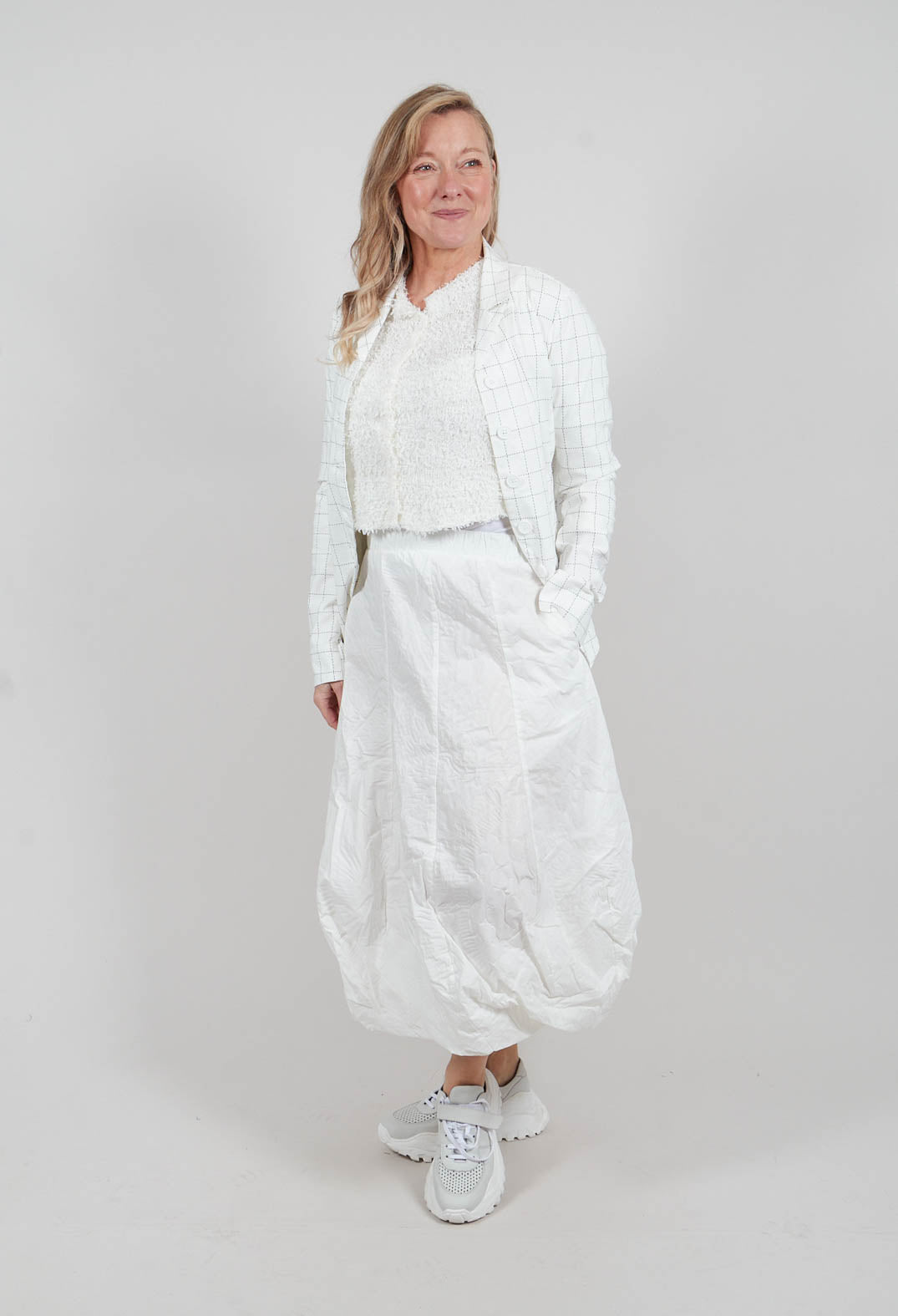 Tulip Skirt in Off White Poplin Print - 3420307