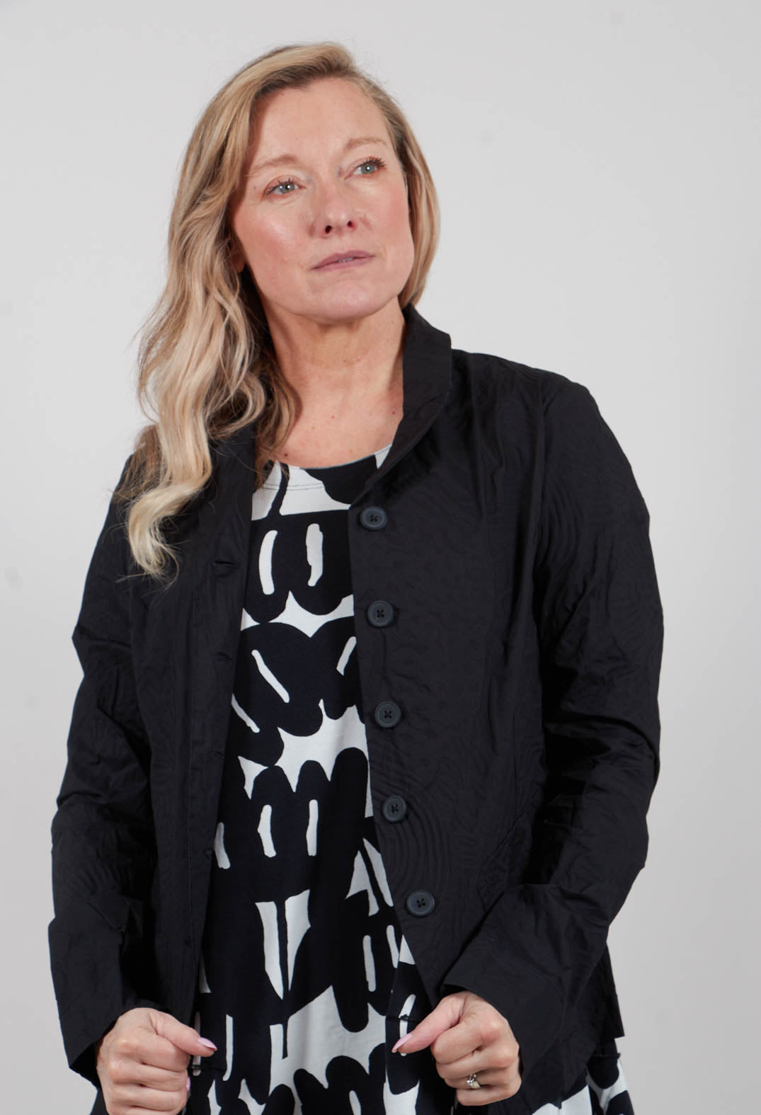 Jacket in Black Poplin Print - 3421109