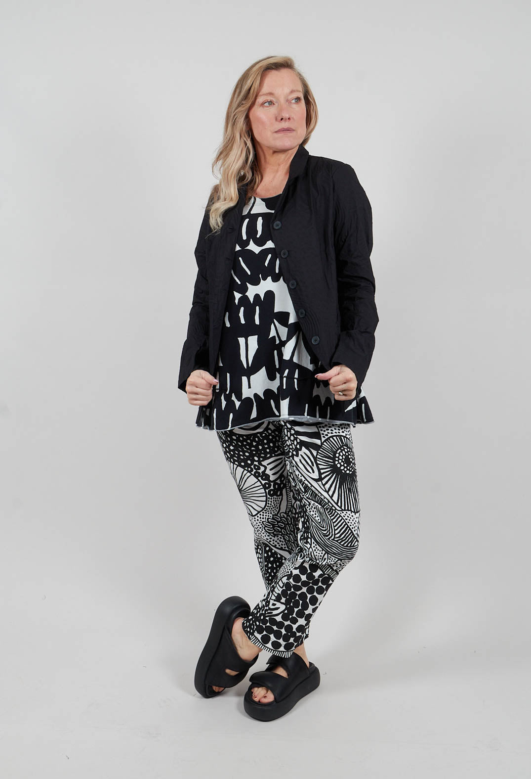 Jacket in Black Poplin Print - 3421109