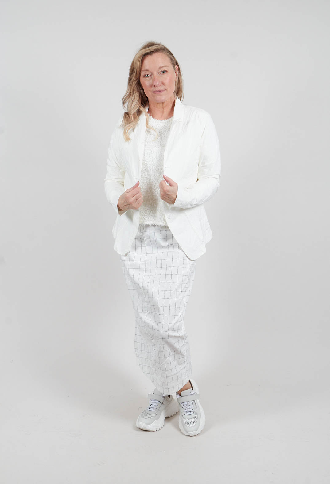 Jacket in Off White Poplin Print - 3421109