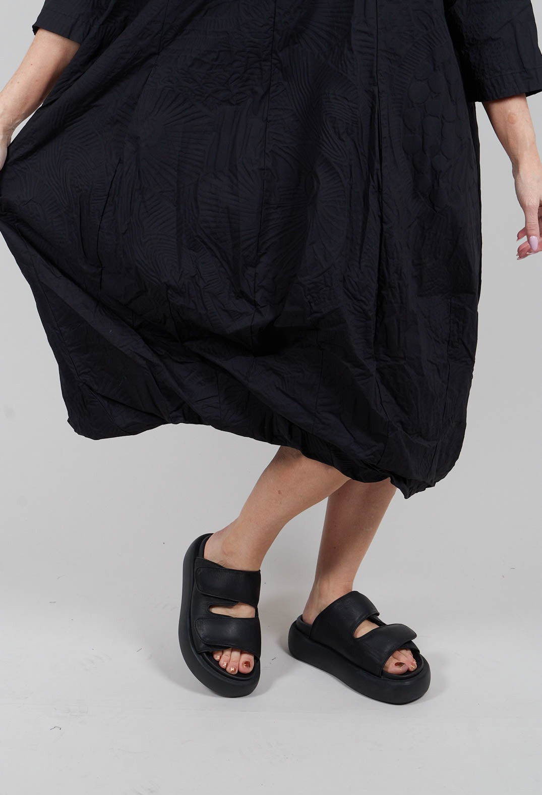 Tunic Dress in Black Poplin Print - 3420910