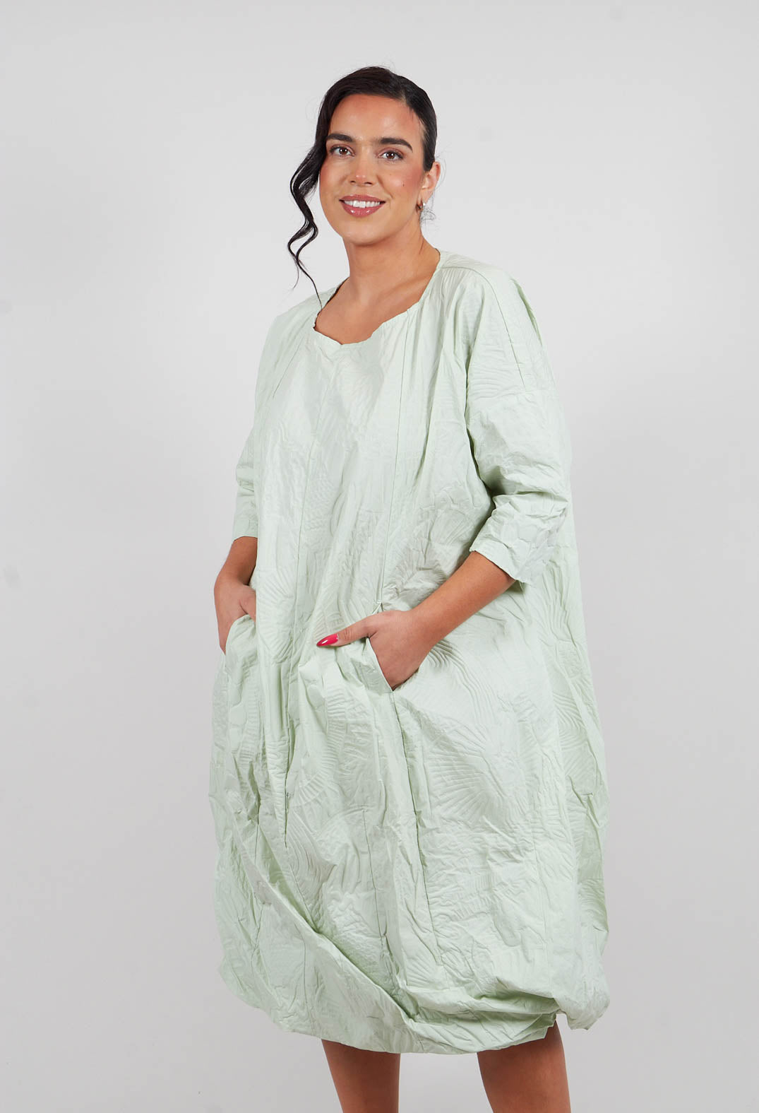 Tunic Dress in Lime Poplin Print - 3420910