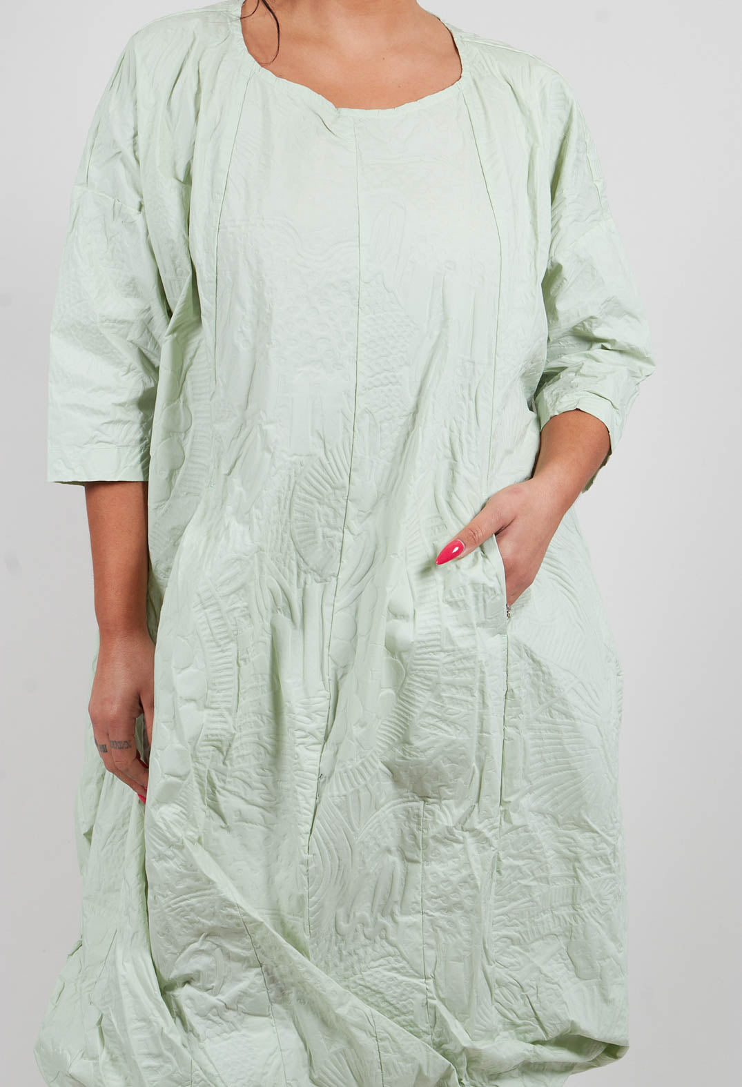 Tunic Dress in Lime Poplin Print - 3420910