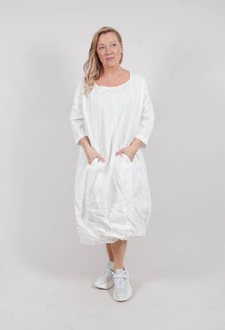 Tunic Dress in Off White Poplin Print - 3420910