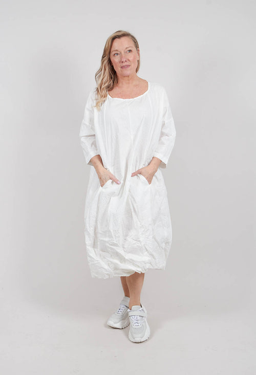 Tunic Dress in Off White Poplin Print - 3420910