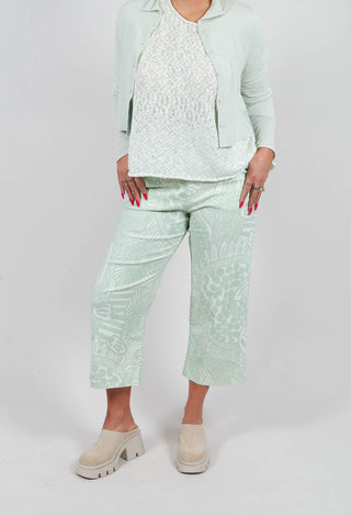 Cropped Leg Trousers in Lime Print - 3440103