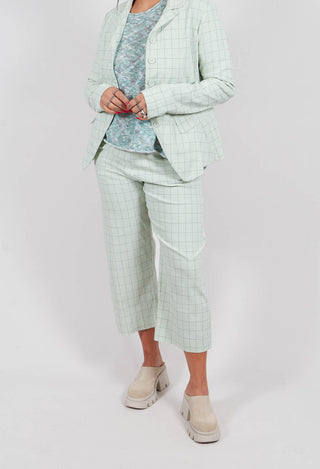 Cropped Leg Trousers in Lime Check - 3440103