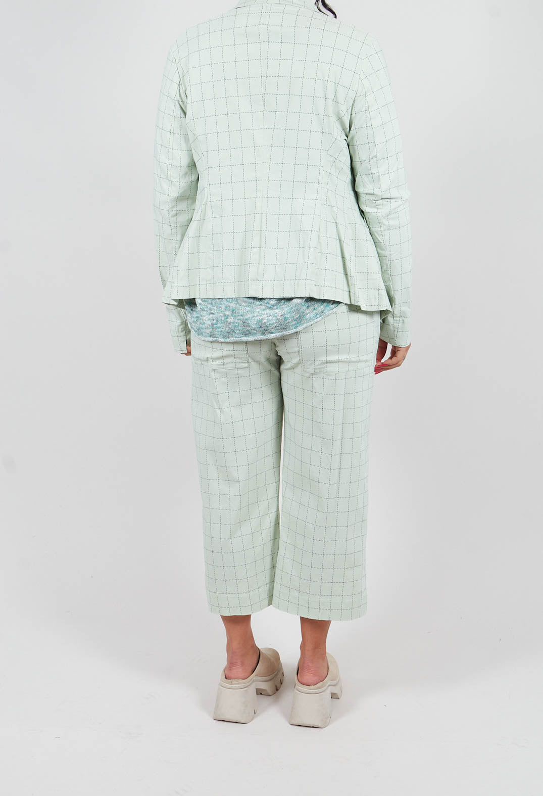Cropped Leg Trousers in Lime Check - 3440103