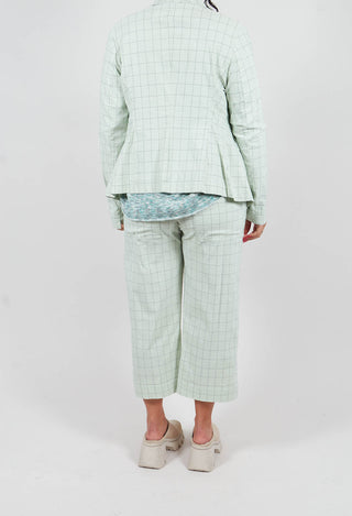 Cropped Leg Trousers in Lime Check - 3440103