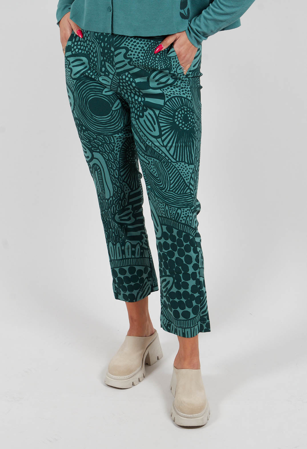 Slim Leg Trousers in Tree Print - 3440104