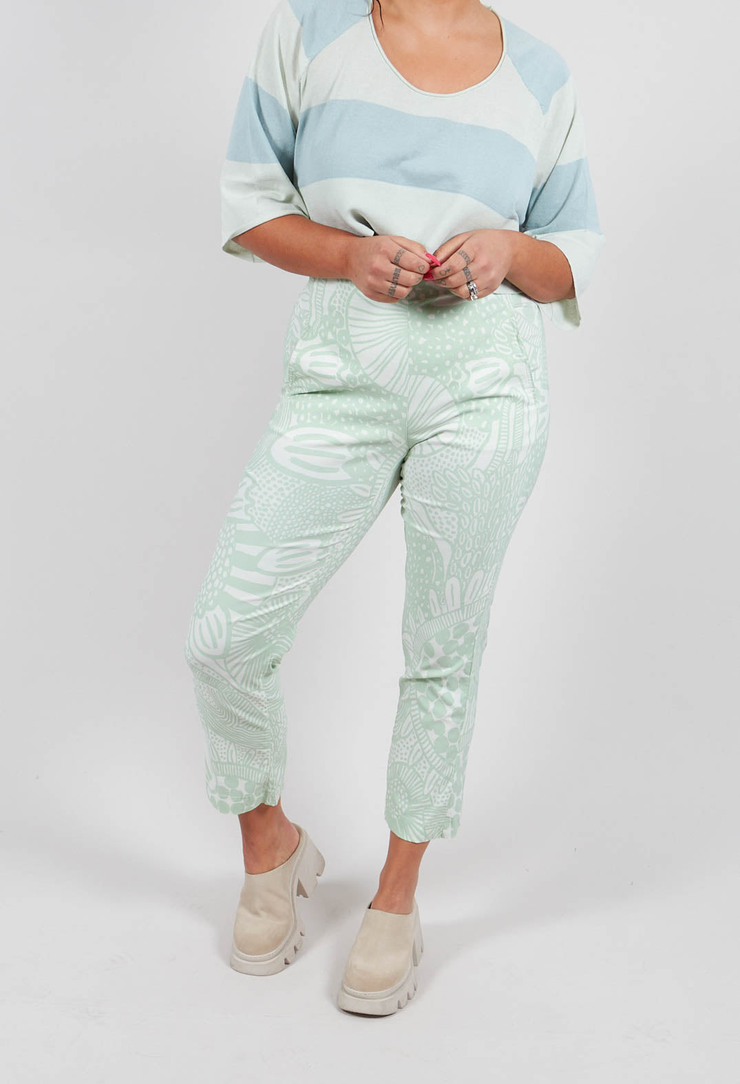 Slim Leg Trousers in Lime Print - 3440104