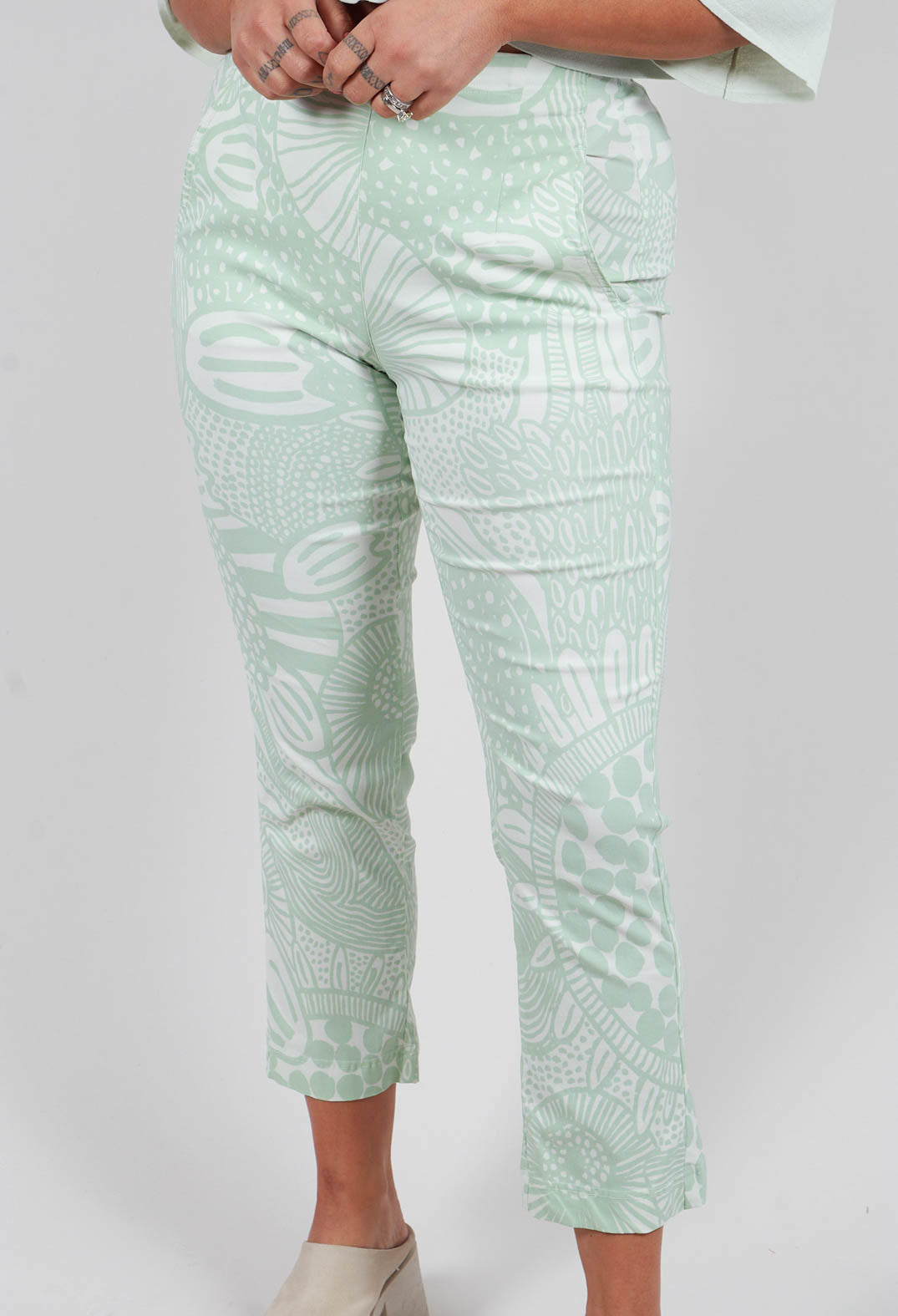 Slim Leg Trousers in Lime Print - 3440104
