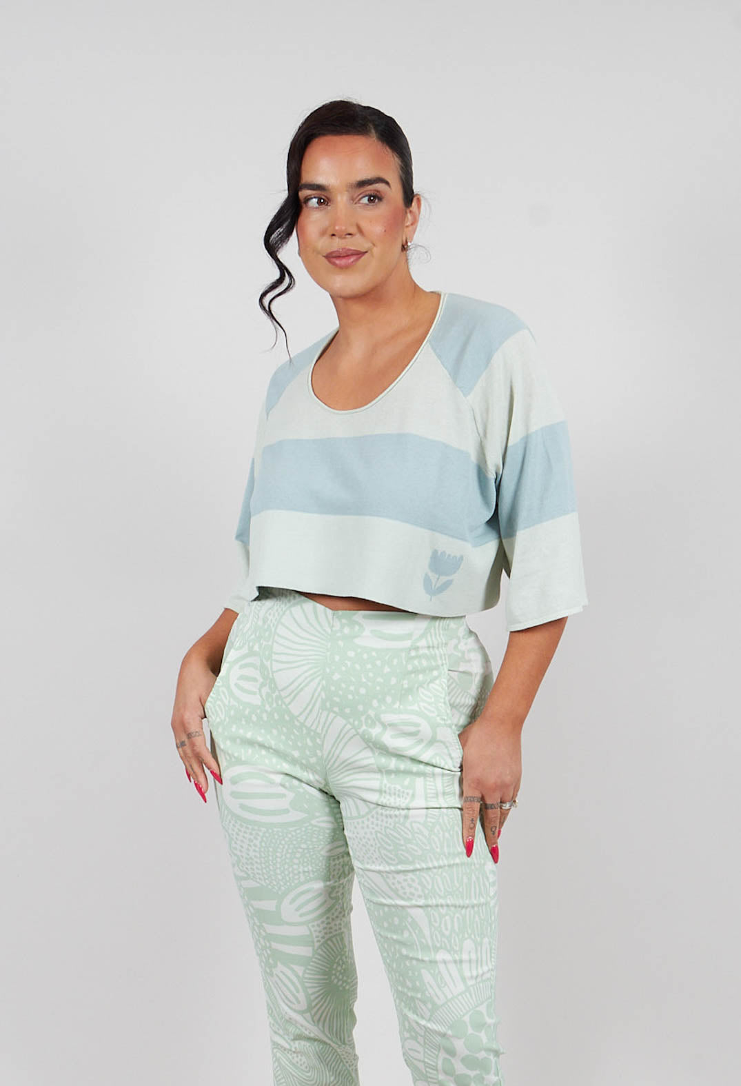 Slim Leg Trousers in Lime Print - 3440104